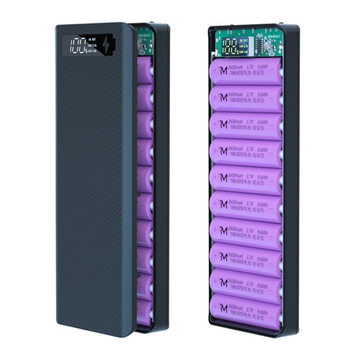 Detachable QC3.0 USB LCD Display DIY 10x18650 Battery Case Power Bank Shell Portable External Box (without battery)