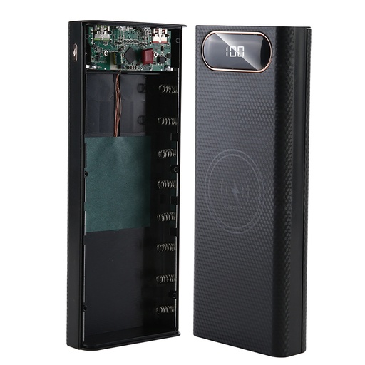 DIY 6x21700 QC3.0 Wireless Fast Charging Dual USB Type C Charge Battery Power Bank Case (no batteries)