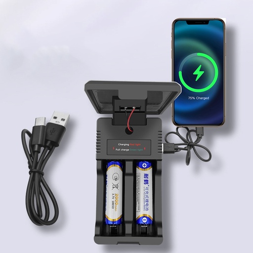 18650 Lithium Battery Solar Charger Multifunctional Dual Slot Dual Charge Type-C Smart Battery Charger