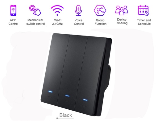 Tuya APP Three-way 10A WiFi smart rocker key switch smart WiFi wall key switch