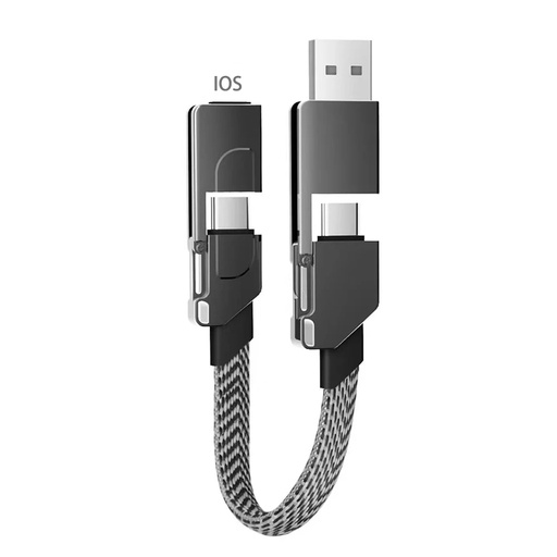 Zinc Alloy 6 in 1 Multi Fast Charging Cable Keychain PD for Apple iPhone Lightning 10W Android TYPE-C 60W QC 18W Fast Charging Data Cable