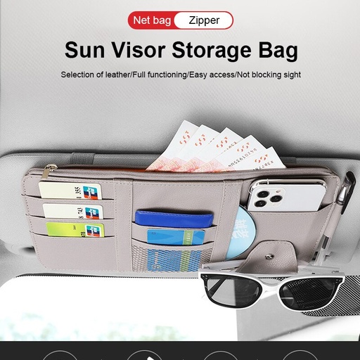 Car sun visor storage multi-function car glasses clip holder storage bag