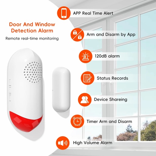TUYA WIFI 120 dB Alarm Smart Home Door and Window Sensor Alarm Magnetic Alarm