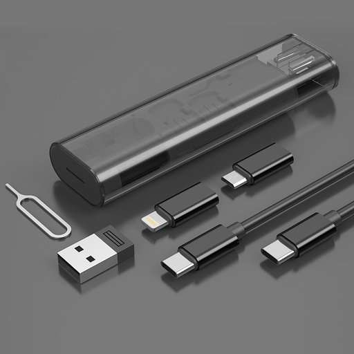 Multifunctional Data Cable Storage Box Portable USB A To Type C/8pin /Micro Phone Memory Card Pin Adapter Charging Cable Storage