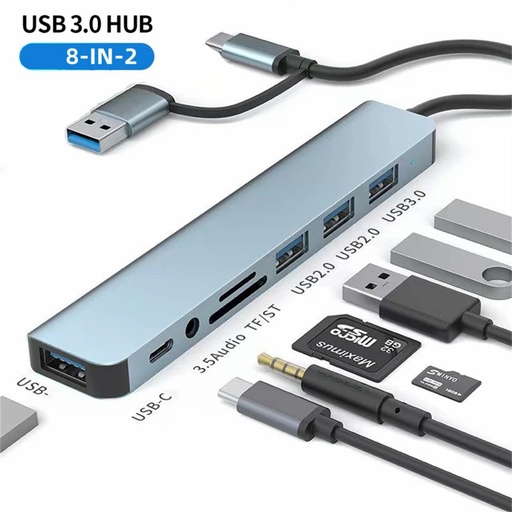 8-IN-2 USB HUB 3.0 Type C HUB Docking Station 5Gbps High Speed Transmission Dock Splitter Multi Adapter