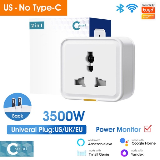Tuya smart WIFI socket universal plug metering remote control switch APP timing