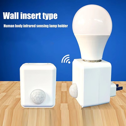 LED Human Infrared Sensor Lamp Base Intelligent Time-Delay Switch Holder E27 Wall Plug Type