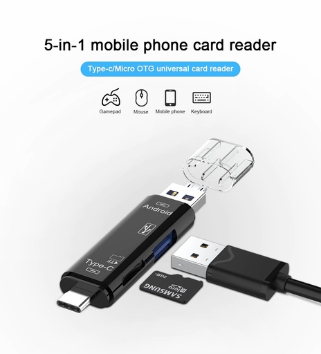 5 In 1 OTG Card Reader Type C & Micro USB Flash Drive High-speed USB2.0 Universal OTG