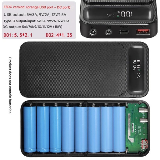 DC5/6/7/8/9/10/11/12V adjustable voltage mobile power supply kit power bank shell 18650 battery box (ESS Gadgets)