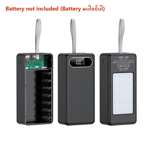 21PCS 18650 Battery Box DIY Mobile Power Case Solderless 22.5W Fast Charging DC/USB/Type-C Output With LED Light (ESS Gadgets)