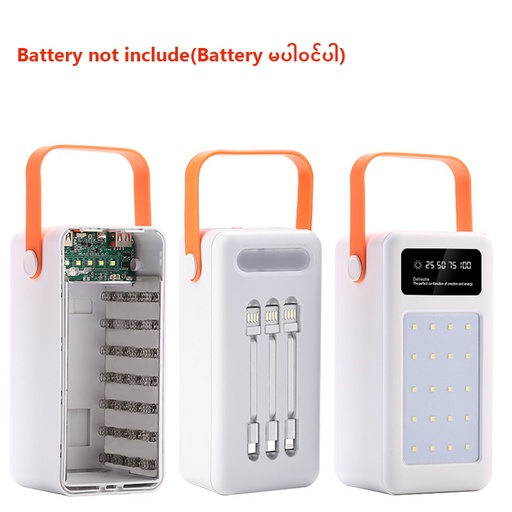 DIY 35 Slot Large Capacity 18650 Power Bank 22.5W Battery Power Case with LED Flashlight Function No Batteries (ESS Gadgets)