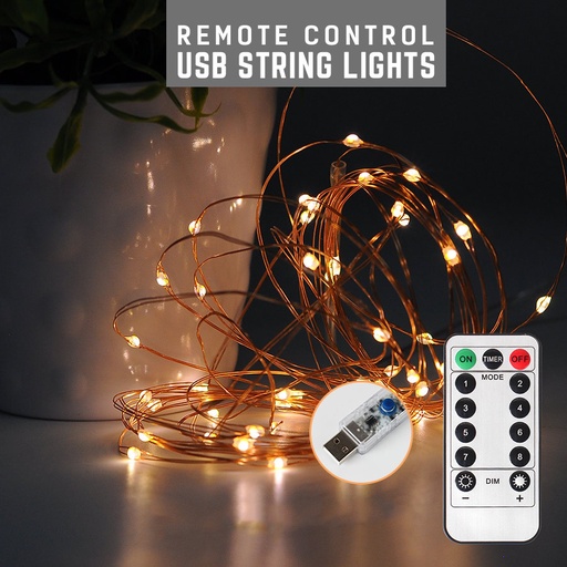 USB 5M Copper Wire String RBG Light Remote Control Led Fairy Garland Lights for Wedding Christmas New Year Party Decorations