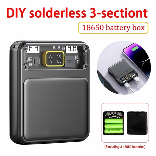 DIY 3 Slots 18650 Power Bank Housing DC 5V/2A Battery Storage Boxes USB MICRO TYPE-C Digital Battery Cases Holder