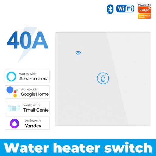 Tuya Wifi Boiler Smart Switch 40A 8000W High Power Water Heater Switches EU/US Standard Luxuray Glass Touch Timer Voice Control