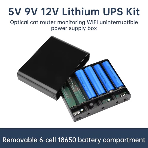 5V 9V 12V 60W Output 6x 18650 Battery UPS Uninterrupted Power Supply DIY Power Bank Box