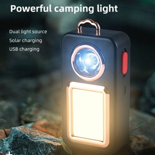 Solar Powered Working Light with Hook Rechargeable Flashlight Safety Emergency Keychains Torch