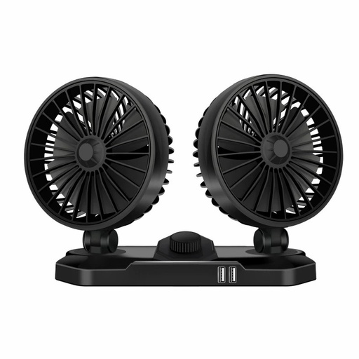 24v Car Dual-head Fan 360 Degree Adjustable Multi-functional USB Charging Port