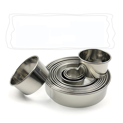 Stainless Steel Mousse Ring 12-piece Round Cake Mold Doughnut Fondant Biscuit Mold Baking Tools