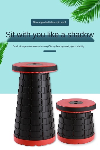 Retractable Folding Stool Height Adjustable - Portable Plastic Collapsible Telescoping Stool Seat